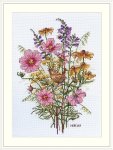 (image for) September Flowers and Wren Counted Cross Stitch Kit
